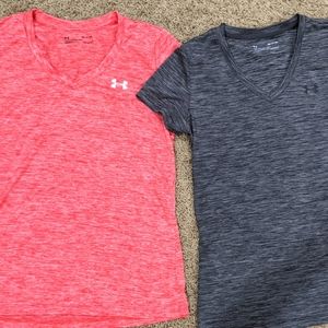 Under Armour Dryfit shirts - coral and gray